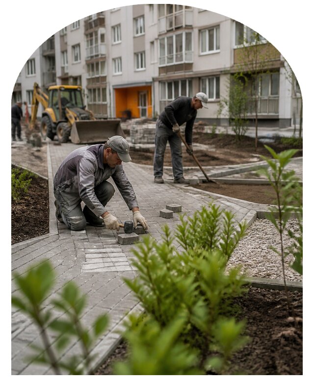 Благоустройство двора многоквартирного дома в Астрахани